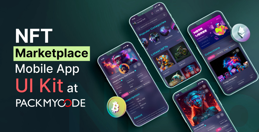 NFT Marketplace Mobile App UI Kit at PackMyCode